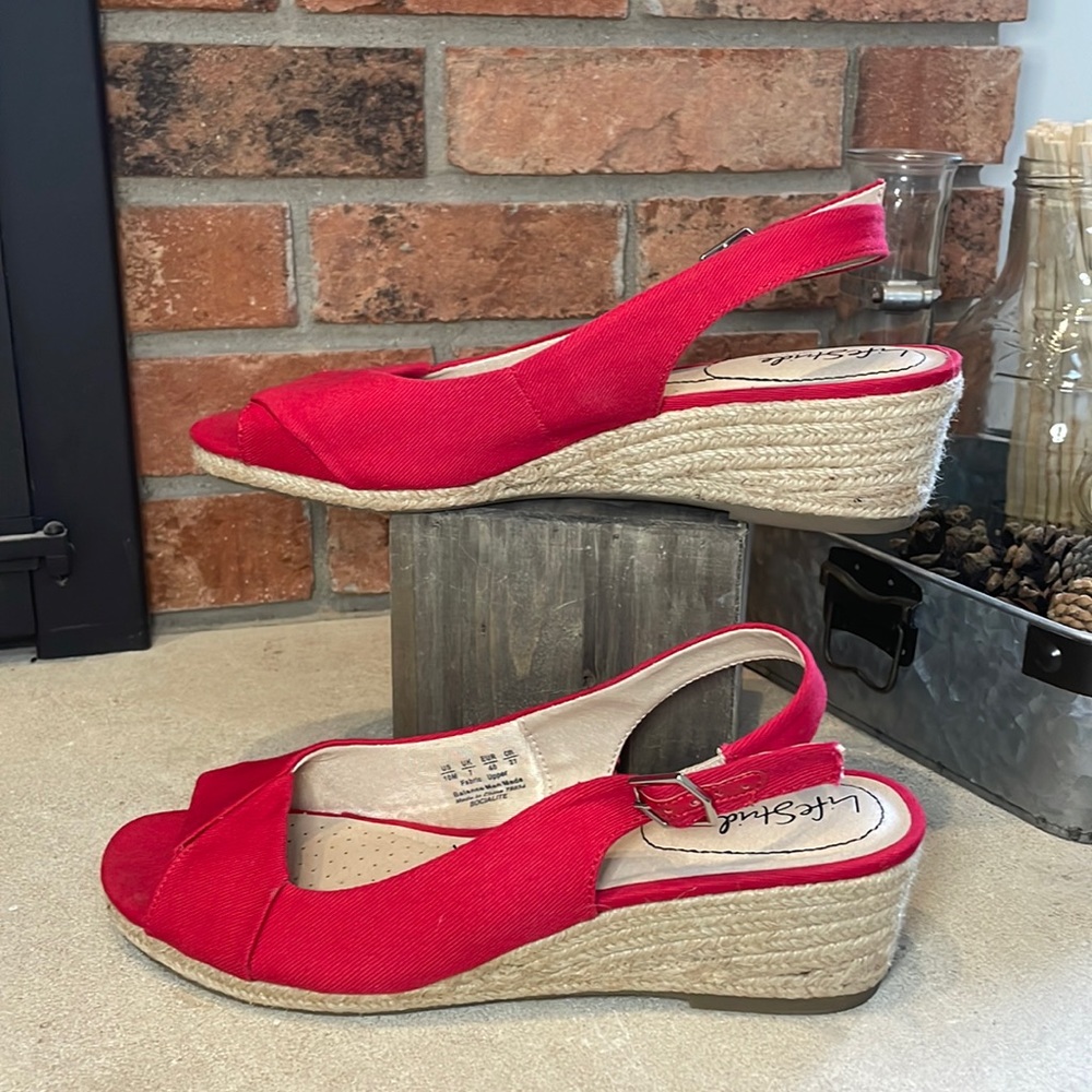 Life Stride women's red wedge sandals - size 10